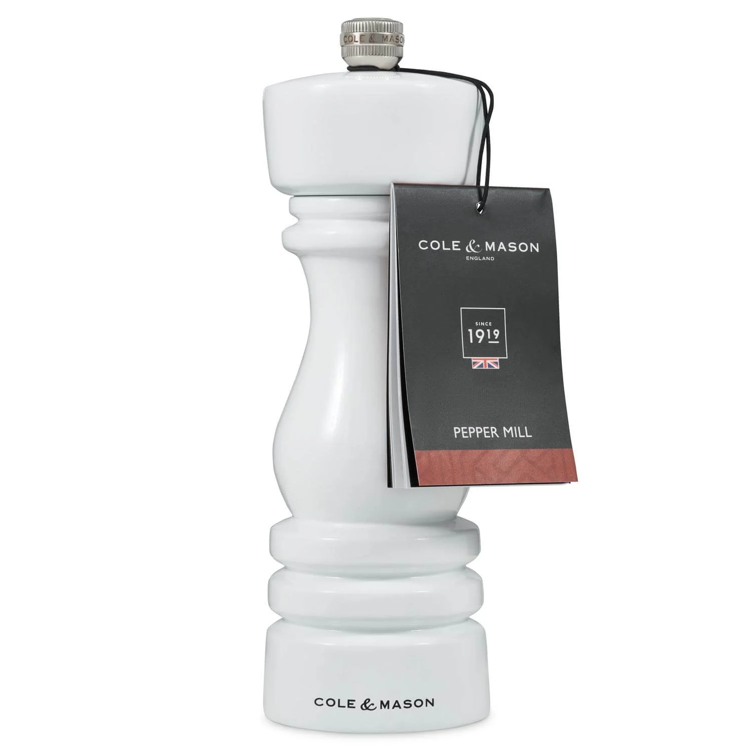 Cole & Mason London 18cm Beech Wood Pepper Mill - Gloss White - Image 5