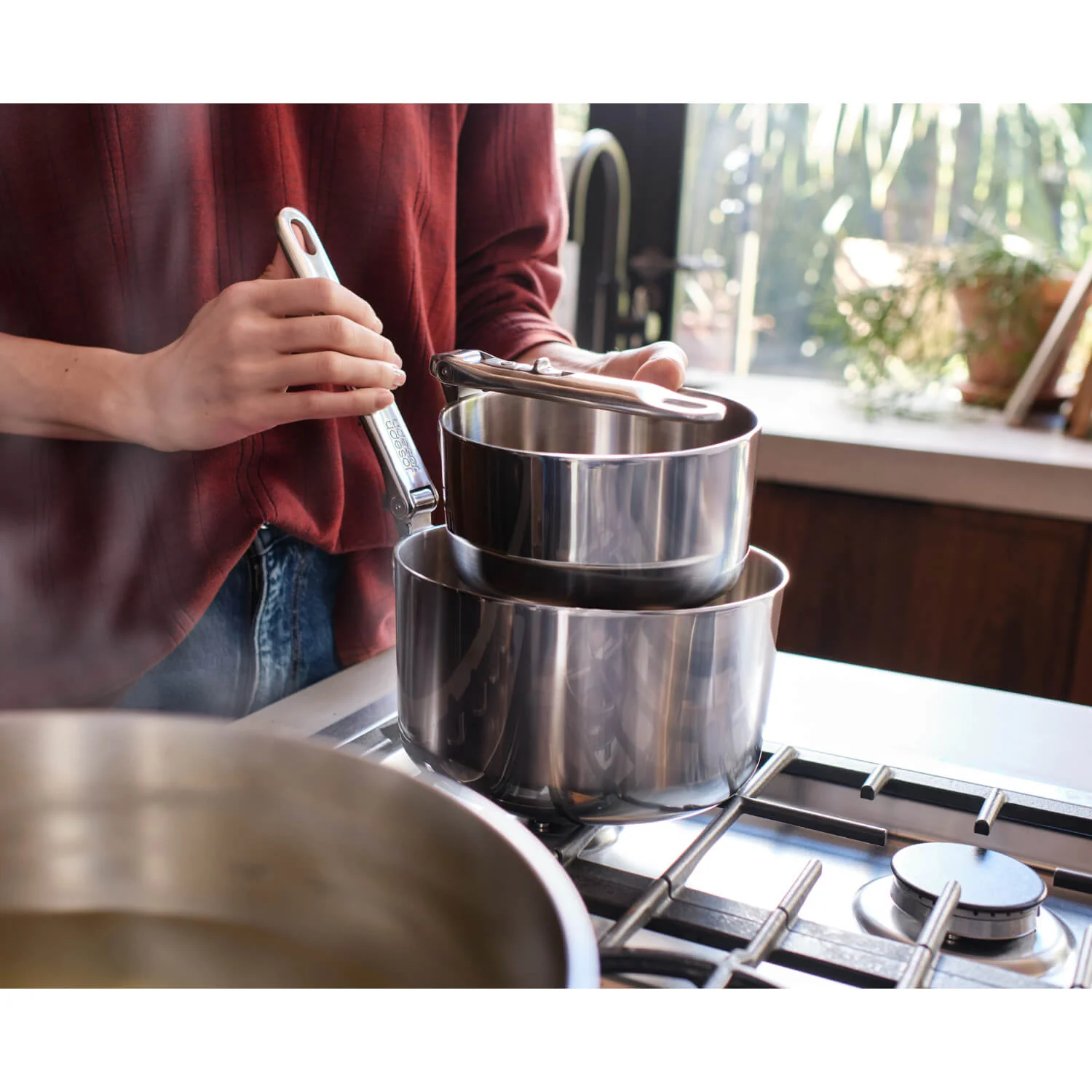 Joseph Joseph Space 6-Piece Folding Handle Cookware Set - Stainless Steel - Image 14