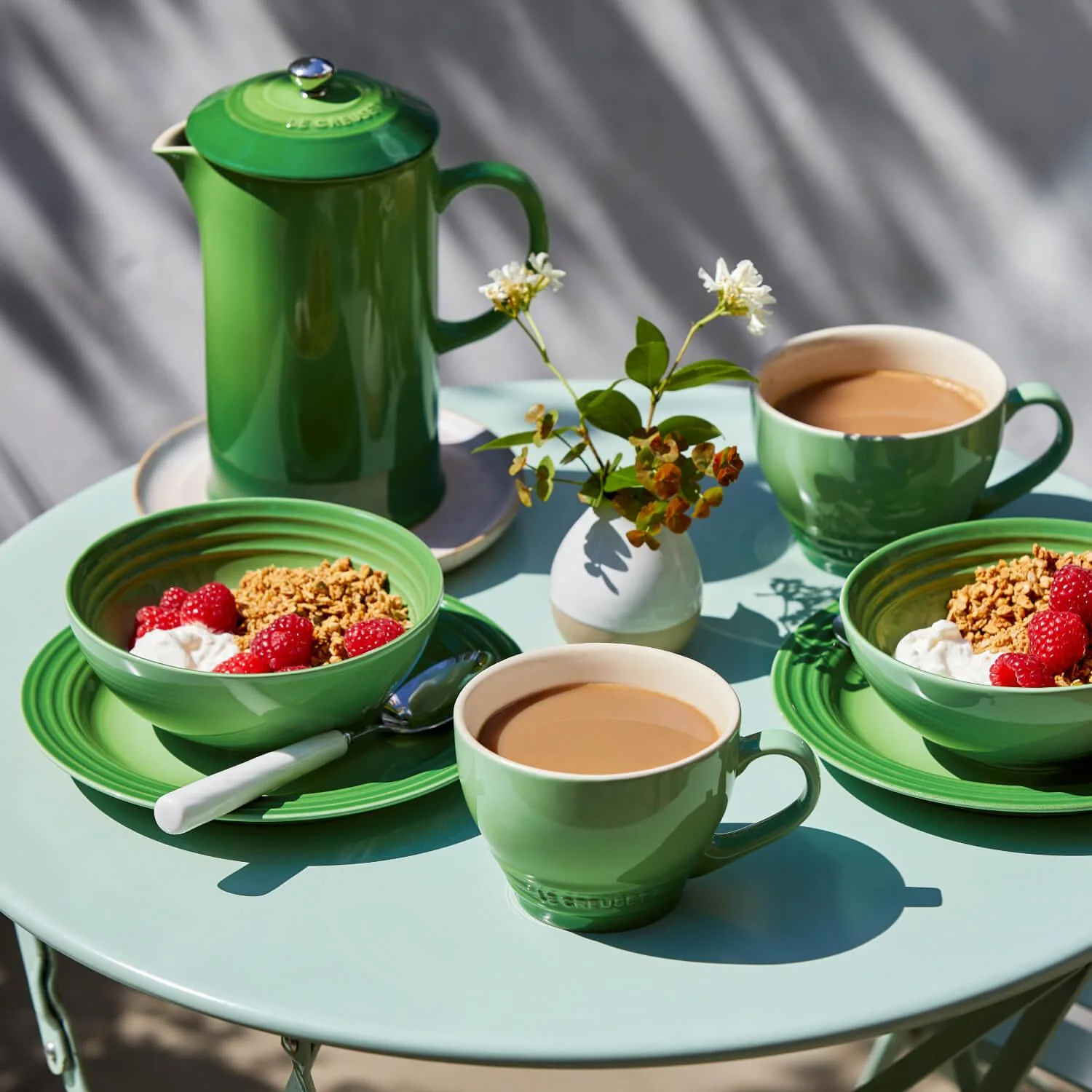Le Creuset Bamboo Stoneware 4 Piece 350ml Mug & Grand Teapot Set - Green - Image 5