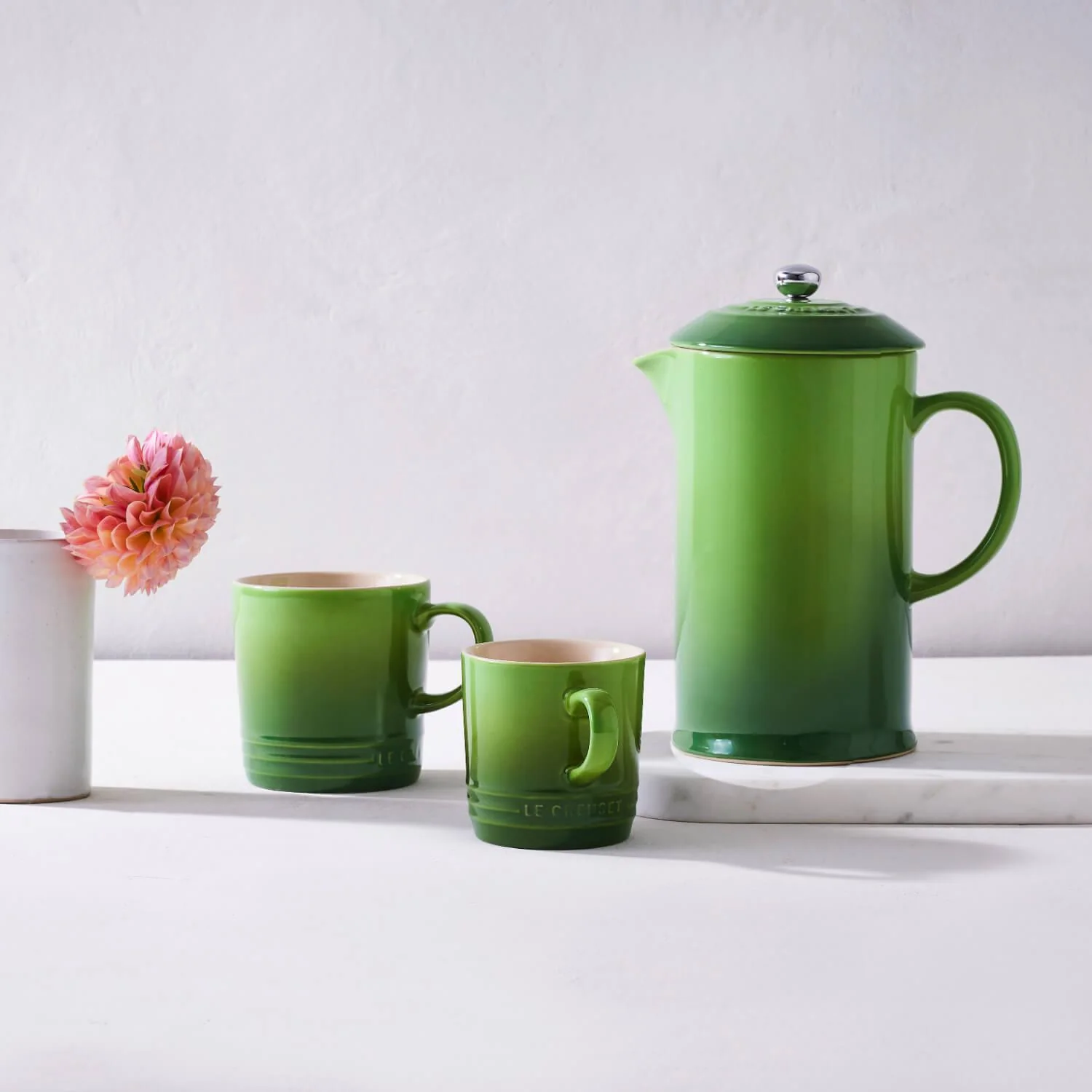 Le Creuset Bamboo Stoneware 4 Piece 350ml Mug & Grand Teapot Set - Green - Image 6